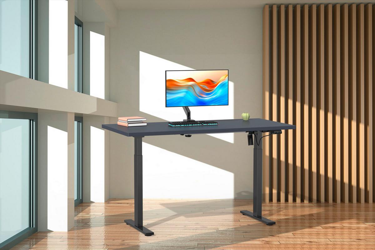 SCHREIBTISCH E-LONA - Anthrazit/Silberfarben, Design, Holzwerkstoff/Metall (110/71/80cm) - MID.YOU