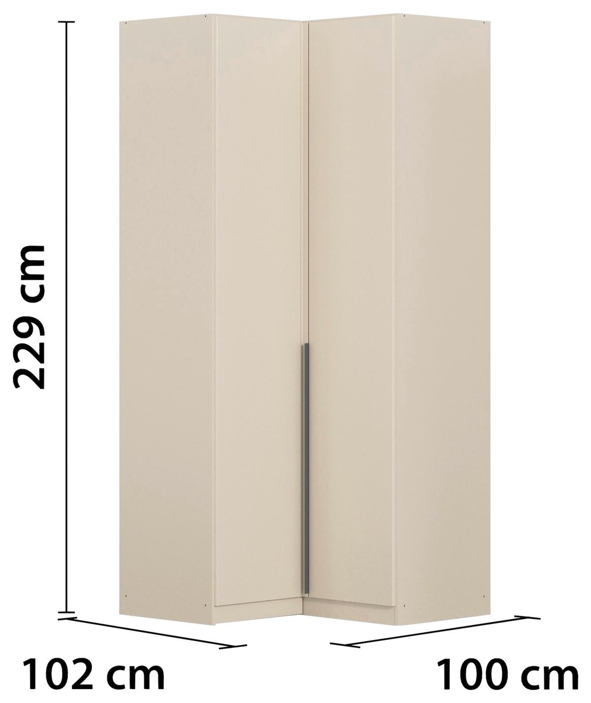 Eckkleiderschrank Alabama Champagner - Champagner/Grau, MODERN, Holzwerkstoff (100/229/102cm) - Rauch Möbel