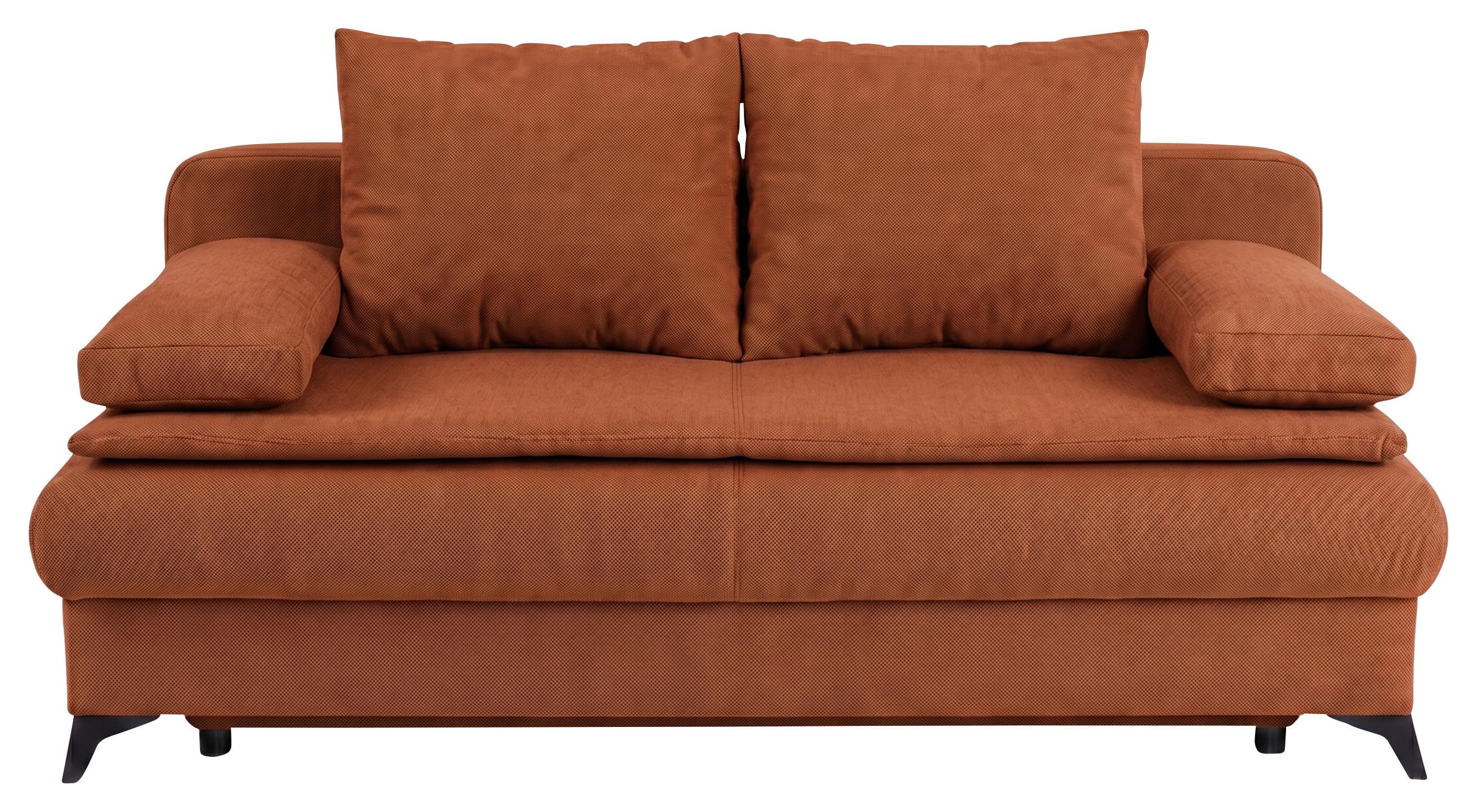 Schlafsofa Ken Orange/Rostfarben - Rostfarben/Schwarz, KONVENTIONELL, Holzwerkstoff/Kunststoff (209/90/105cm) - Based