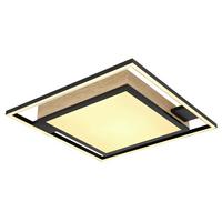 Stropna Led-svetilka Jorry, S Sijalko - črna/temno rjava, Design, kovina/umetna masa (40/40/6cm) - Globo