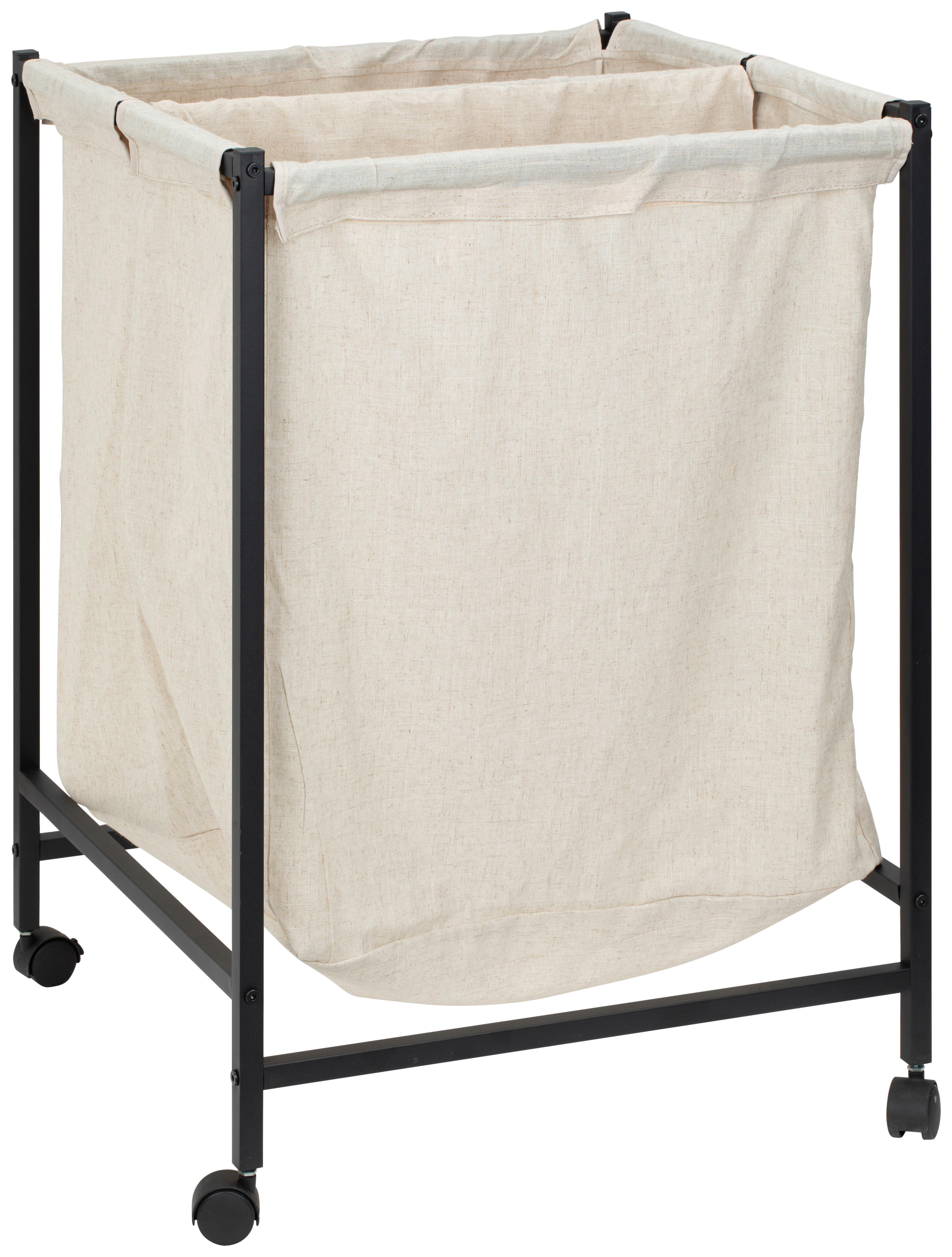 KOSZ NA PRANIE BIRMA - czarny, Modern, metal/tkanina (55/80/56cm) - PBJ