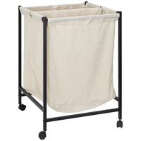 KOSZ NA PRANIE BIRMA - czarny, Modern, metal/tkanina (55/80/56cm) - PBJ