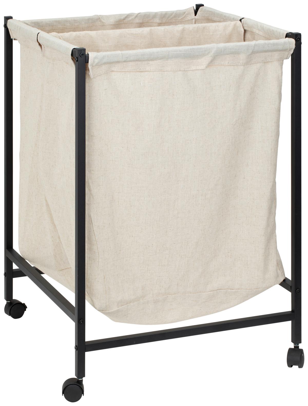 KOSZ NA PRANIE BIRMA - czarny, Modern, metal/tkanina (55/80/56cm) - PBJ