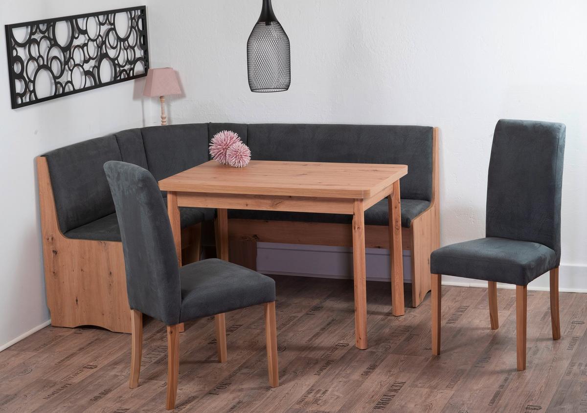 Eckbank Duisburg Grau/Eiche Artisan - Eiche Artisan/Grau, KONVENTIONELL, Holzwerkstoff/Textil (165/89/125cm) - P & B