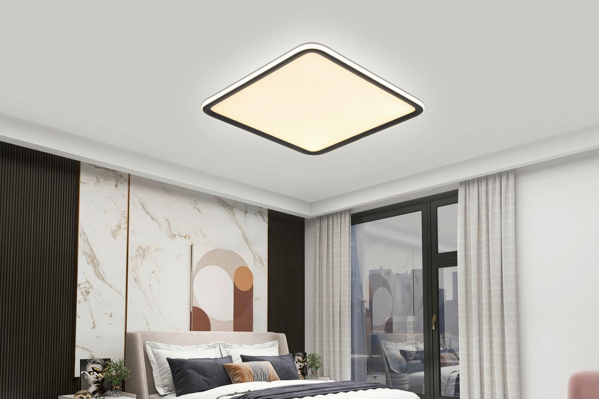 LAMPA SUFITOWA LED MIYU - czarny/biały, Modern, tworzywo sztuczne/metal (45/45/5,5cm) - Bessagi Home