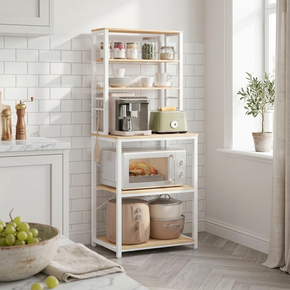 REGAL KITCHEN SHELF - Eichefarben/Weiß, MODERN, Holzwerkstoff/Metall (60/167/40cm) - MID.YOU