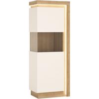 Vitrina Lyon Hell - boja hrasta/bela visoki sjaj, Trendi, staklo/pločasti materijal (59,7/164,1/42cm) - Modern Living