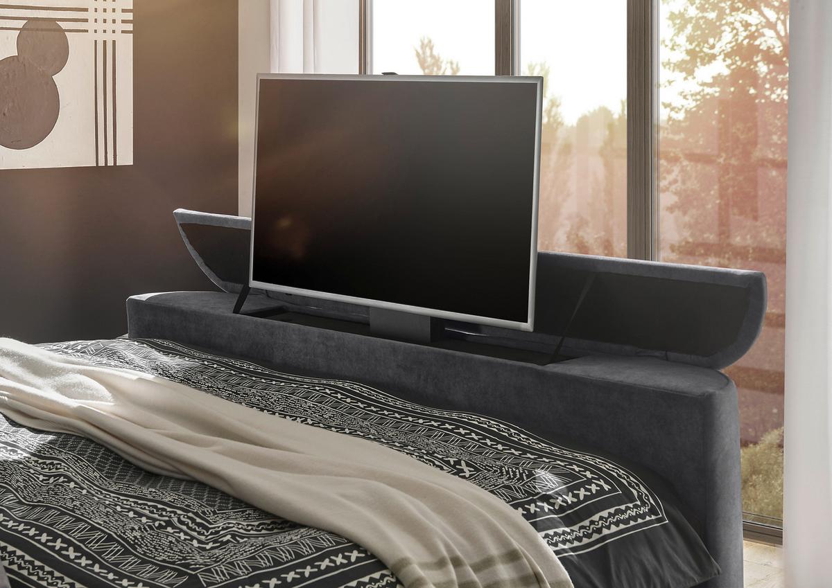 Boxspringbett Dallas m. LED ca. 180x200 cm Anthrazit - Anthrazit, MODERN, Holzwerkstoff/Kunststoff (180/200cm) - MID.YOU