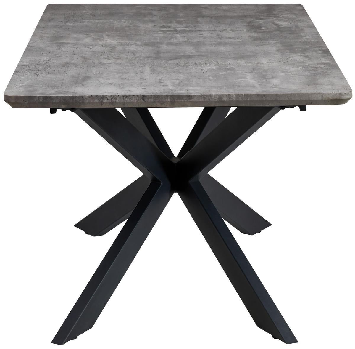 Jedilna Miza Leif, Videz Betona, 160-200x90 Cm - siva/črna, Konvencionalno, kovina/leseni material (160-200/90/76cm) - MID.YOU