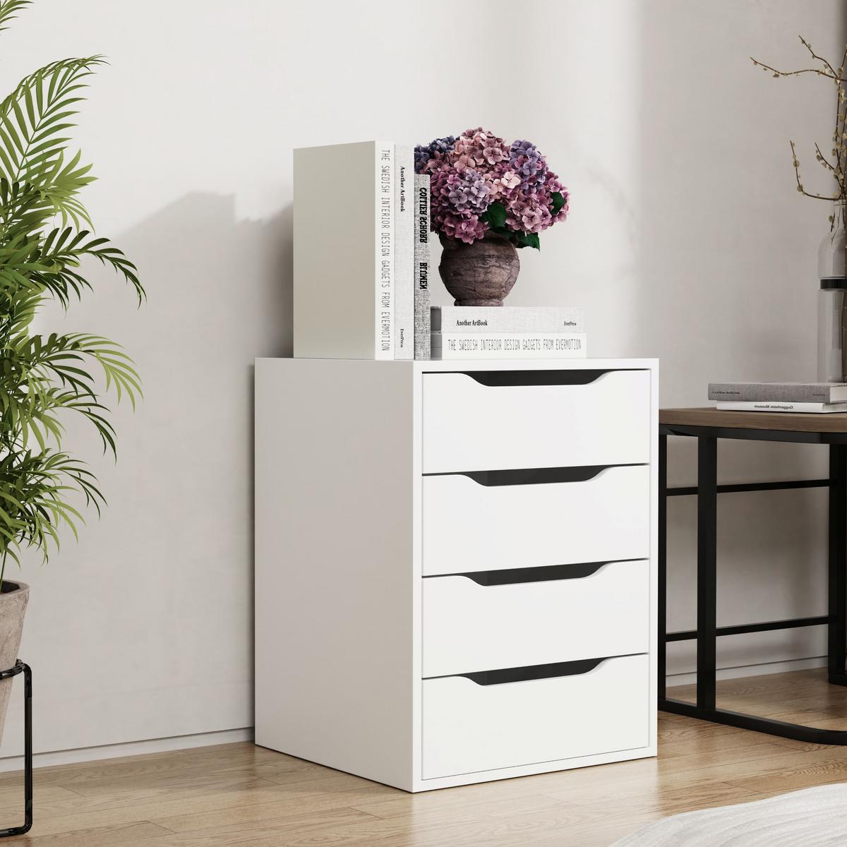 Nočna Omarica Malira M, Bela - bela, Moderno, leseni material (46/61/42cm) - MID.YOU