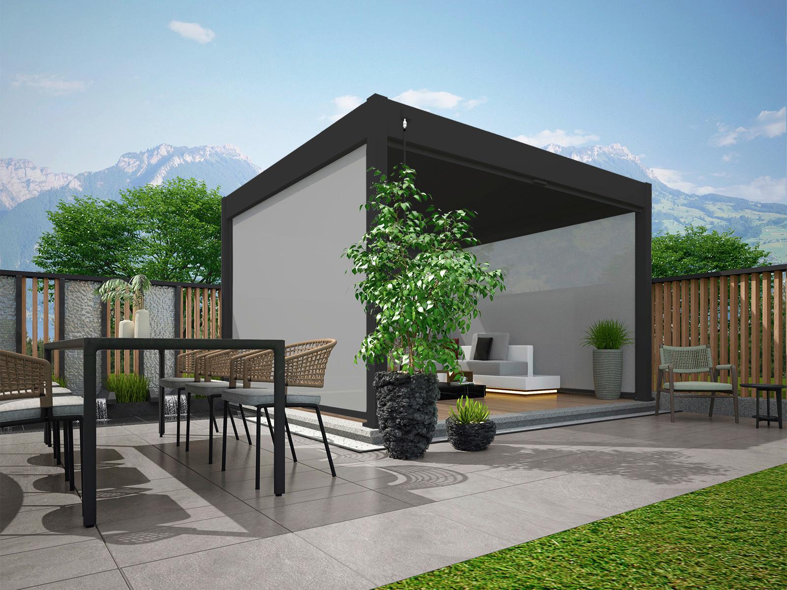 PERGOLA-ROLLO FÜR DELUXE 36CM ANTHRAZIT - Anthrazit, Basics, Textil/Metall (360/235/10cm) - Gardenson