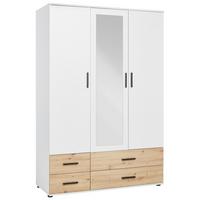 Kleiderschrank Rasant Weiss/Eichefarben - Weiss/Schwarz, Konventionell, Holzwerkstoff/Kunststoff (127/188/52cm) - Mömax