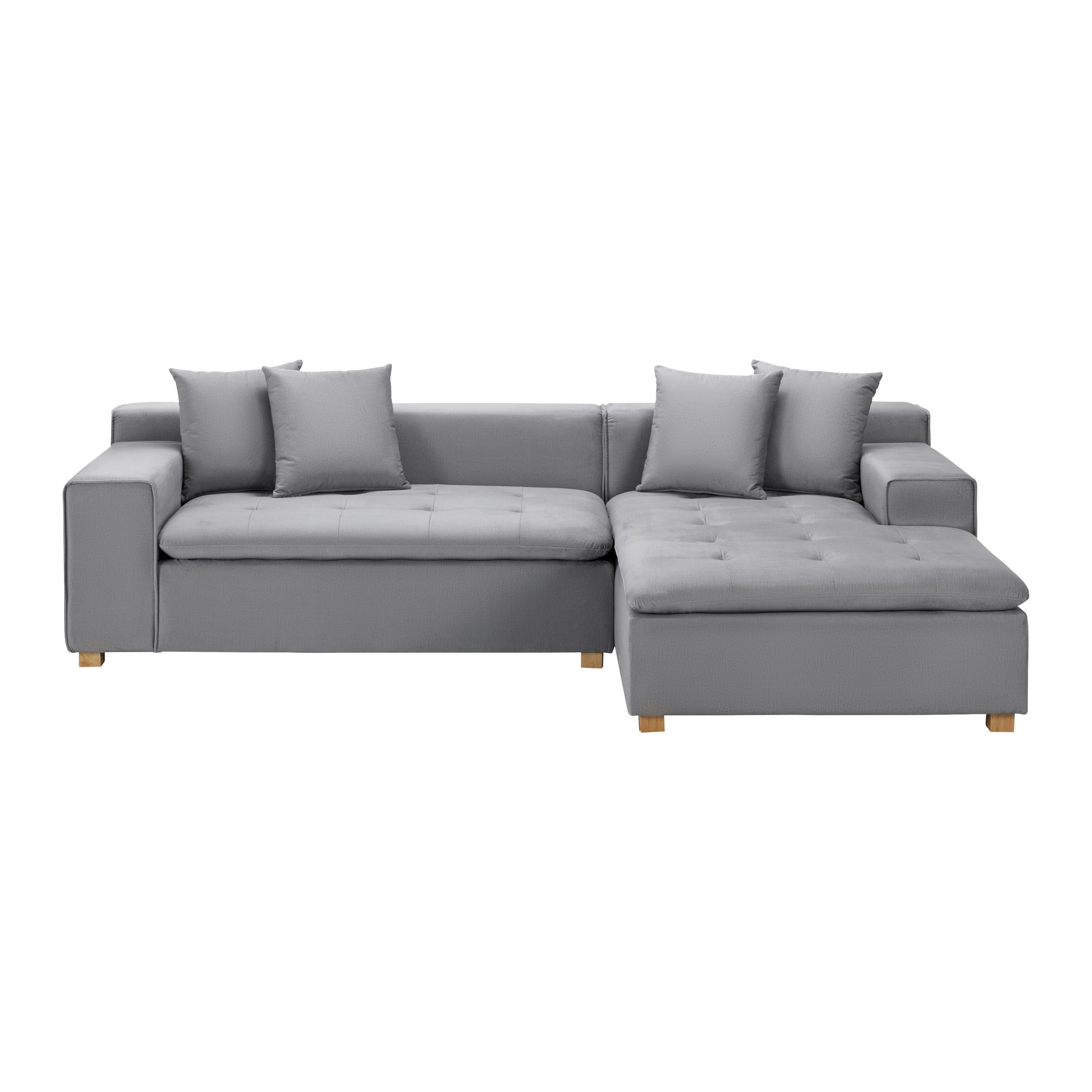 Sarokkanapé Ava - világosszürke, Modern, textil/fa (251/62/154cm) - Bessagi Home