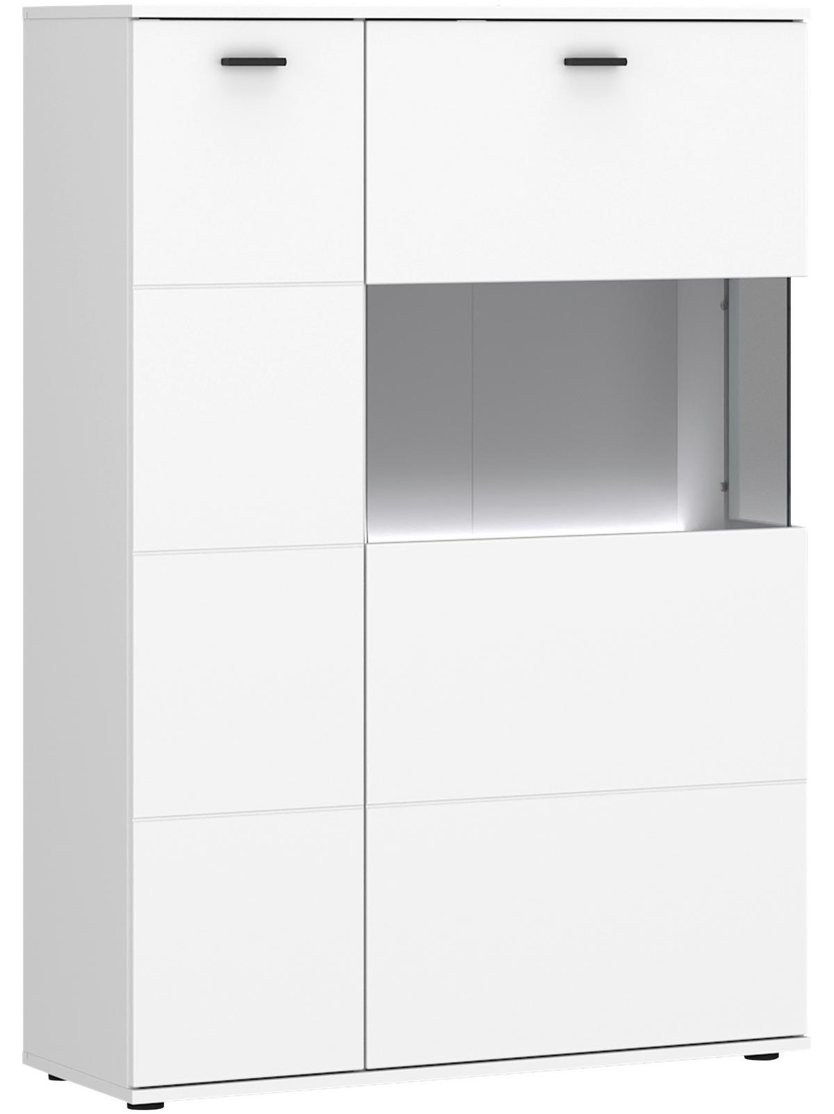 Vitrină RION - alb, Modern, sticlă/material pe bază de lemn (90/132,4/38cm) - Modern Living