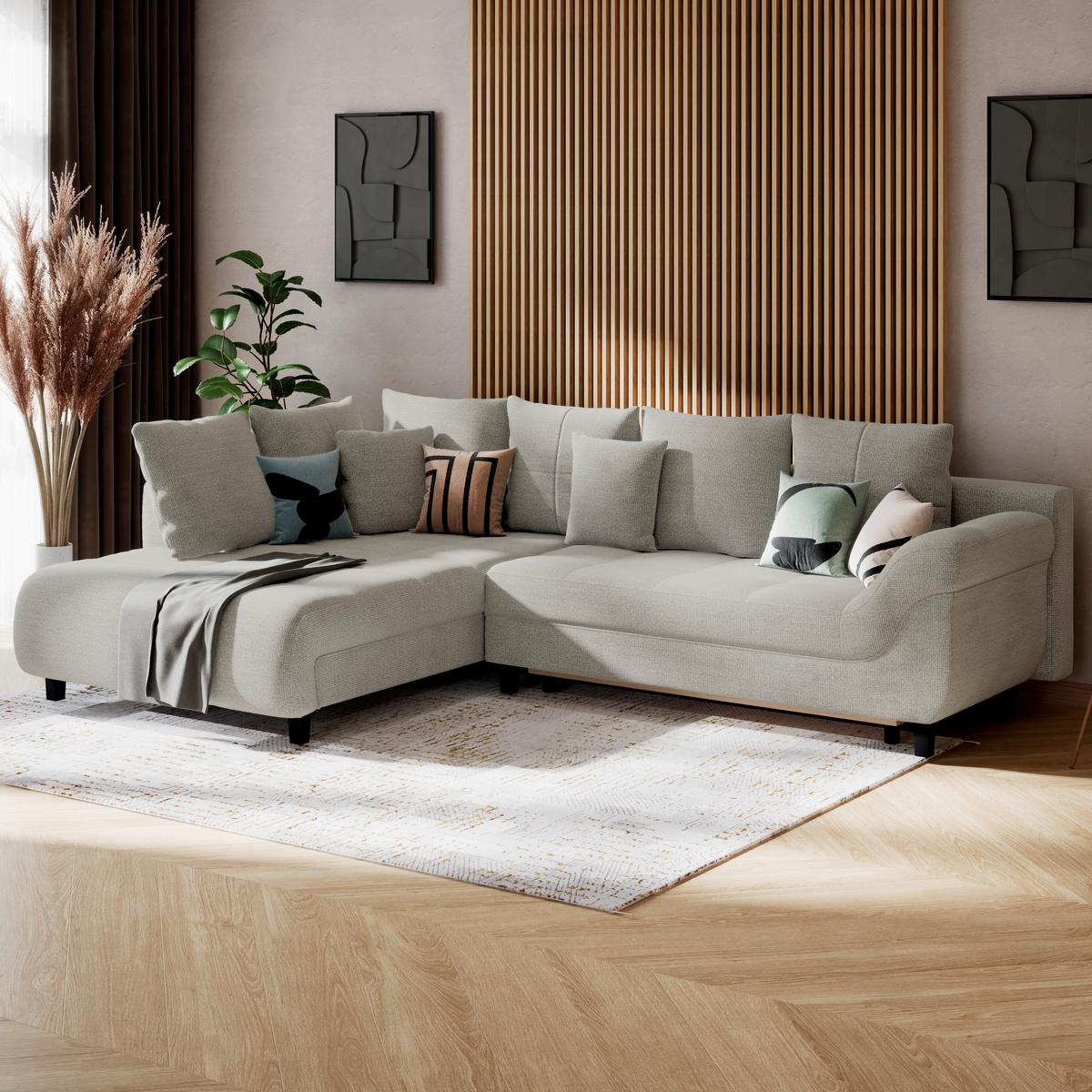 Kutna Garnitura Mendoza - siva/crna, Konvencionalno, tekstil (197/309cm) - Modern Living