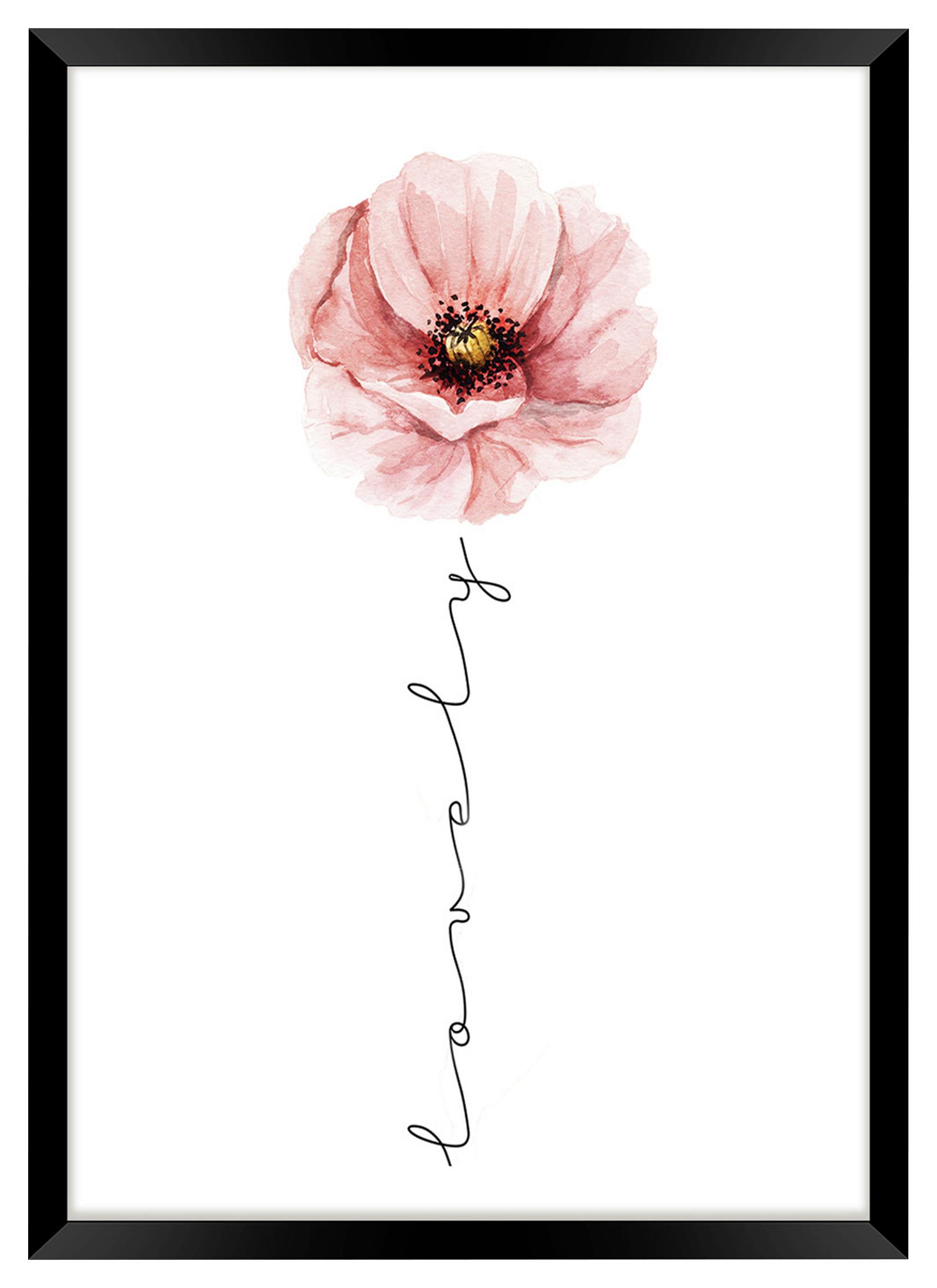 Bild Vous in Rosa/Weiß ca. 30x40cm - Rosa/Weiß, Holzwerkstoff/Papier (30/40cm) - Modern Living