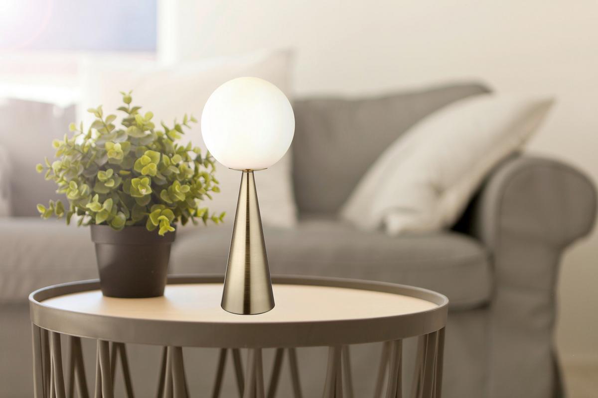 Tischleuchte Charlie Messingfarben max. 40 Watt - Messingfarben/Opal, Basics, Glas/Metall (20/49,5cm)