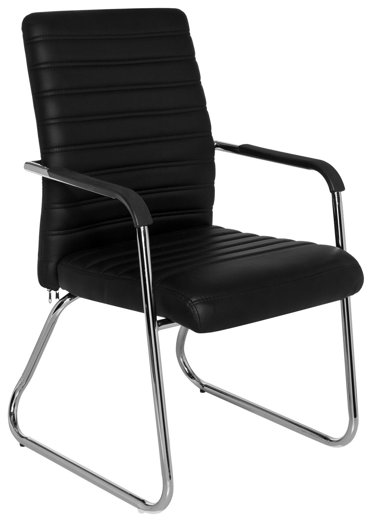 Konferenčni Stol Steel V, Črna - barve kroma/črna, Moderno, kovina/umetna masa (55/96/46cm) - MID.YOU