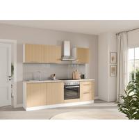 Küchenblock Glasgow m. Geräten Eichefarben/Weiß - Eichefarben/Beige, LIFESTYLE, Holzwerkstoff/Metall (240cm) - Held