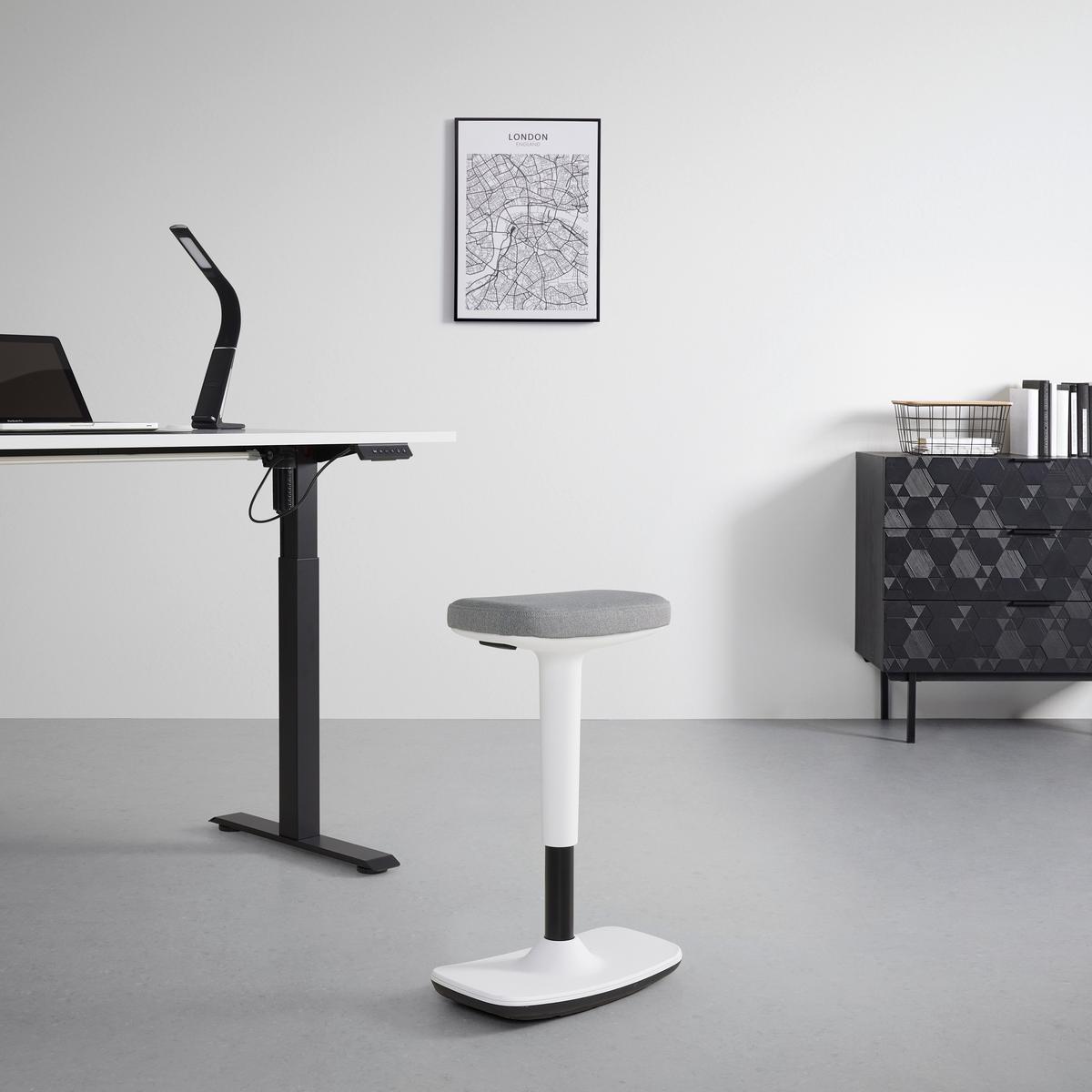 Bürohocker Leon Grau - Hellgrau/Schwarz, KONVENTIONELL, Kunststoff/Textil (44/53-78/24cm) - Mömax
