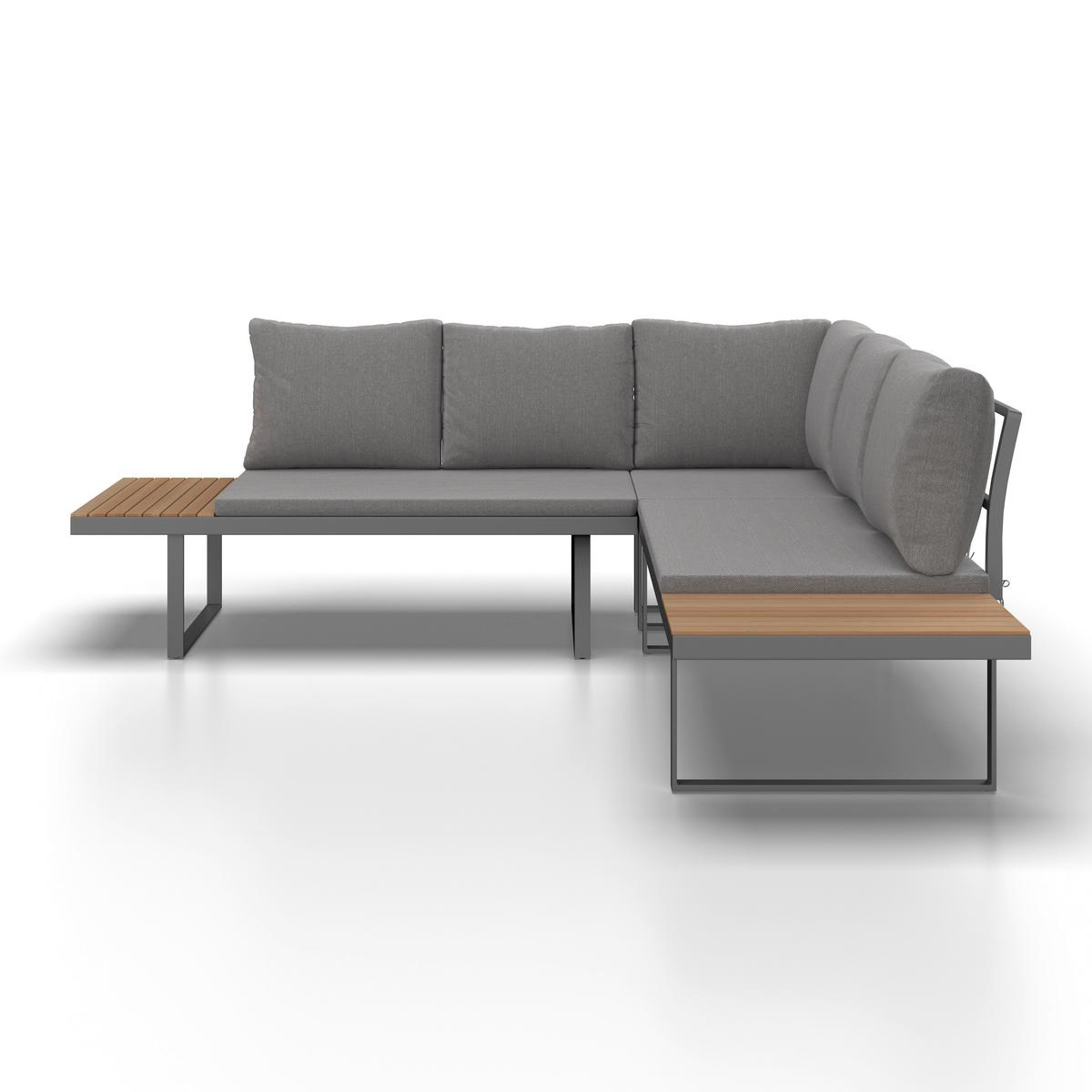 Gartenlounge Elia - Grau/Akaziefarben, Modern, Holz/Textil (236,5/75/236,5cm) - Bessagi Garden