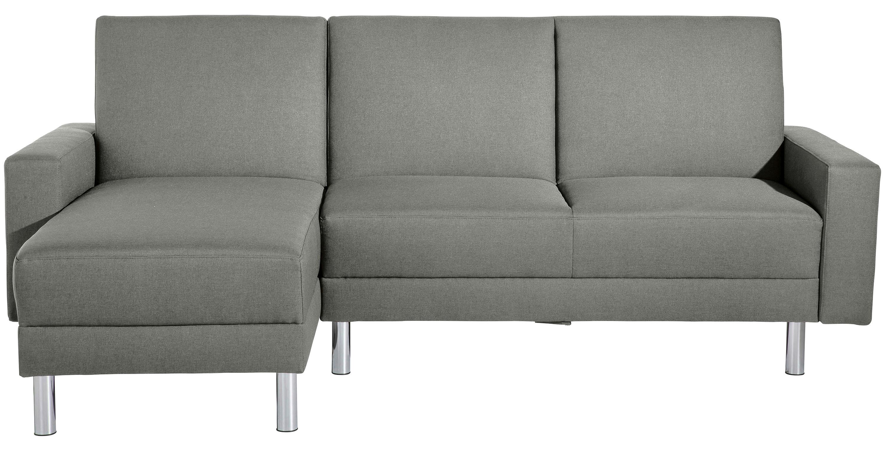 ECKSCHLAFSOFA JUST FASHION - Chromfarben/Hellgrau, KONVENTIONELL, Textil/Metall (152/230cm) - Max Winzer