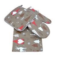 Edényfogó Szett Xmas 3 Részes - barna/világospiros, textil