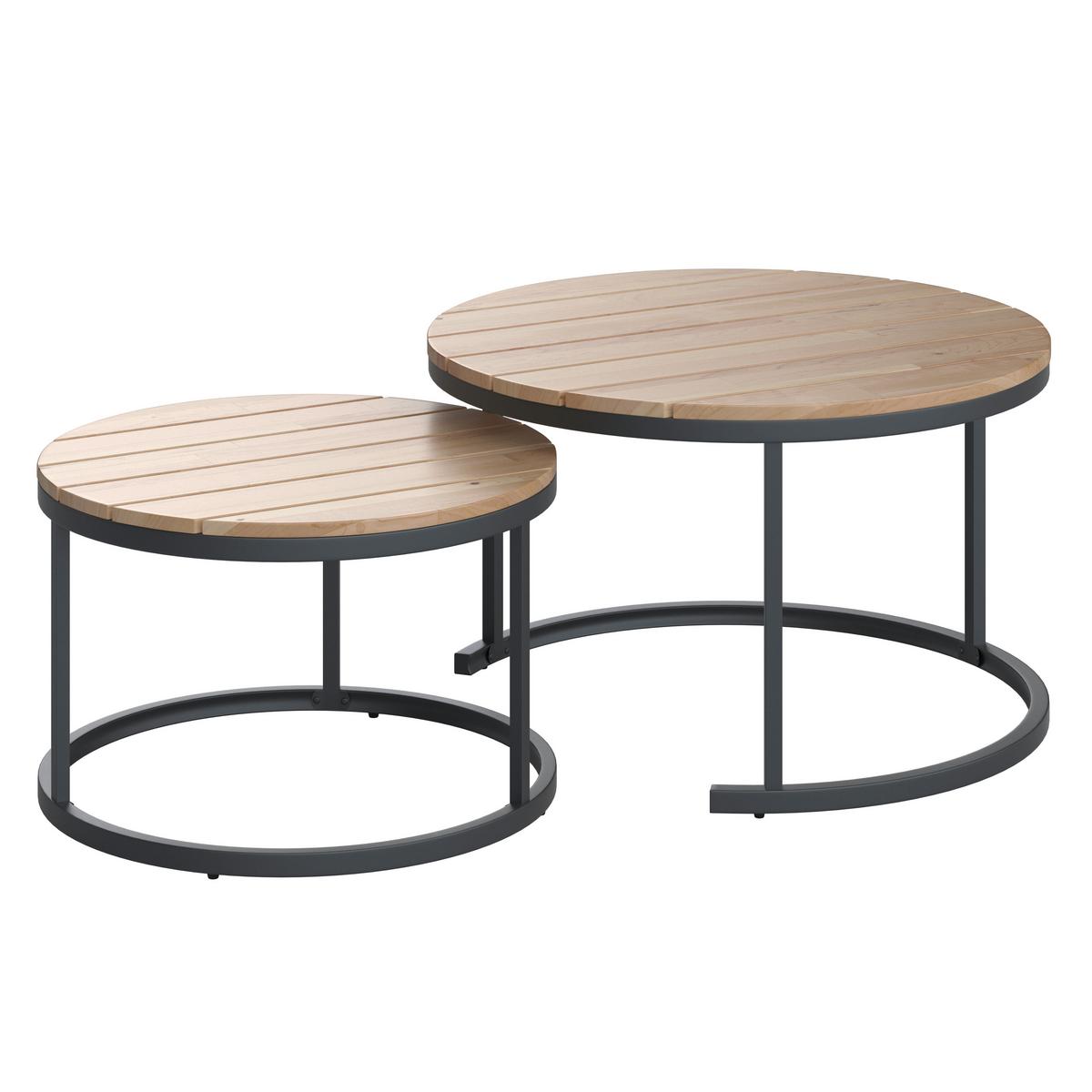 Loungegarnitur-Set Lorena Grau Akazie Metall/Outdoorstoff - Schwarz/Grau, MODERN, Holz/Textil (241/67/69cm) - Bessagi Garden