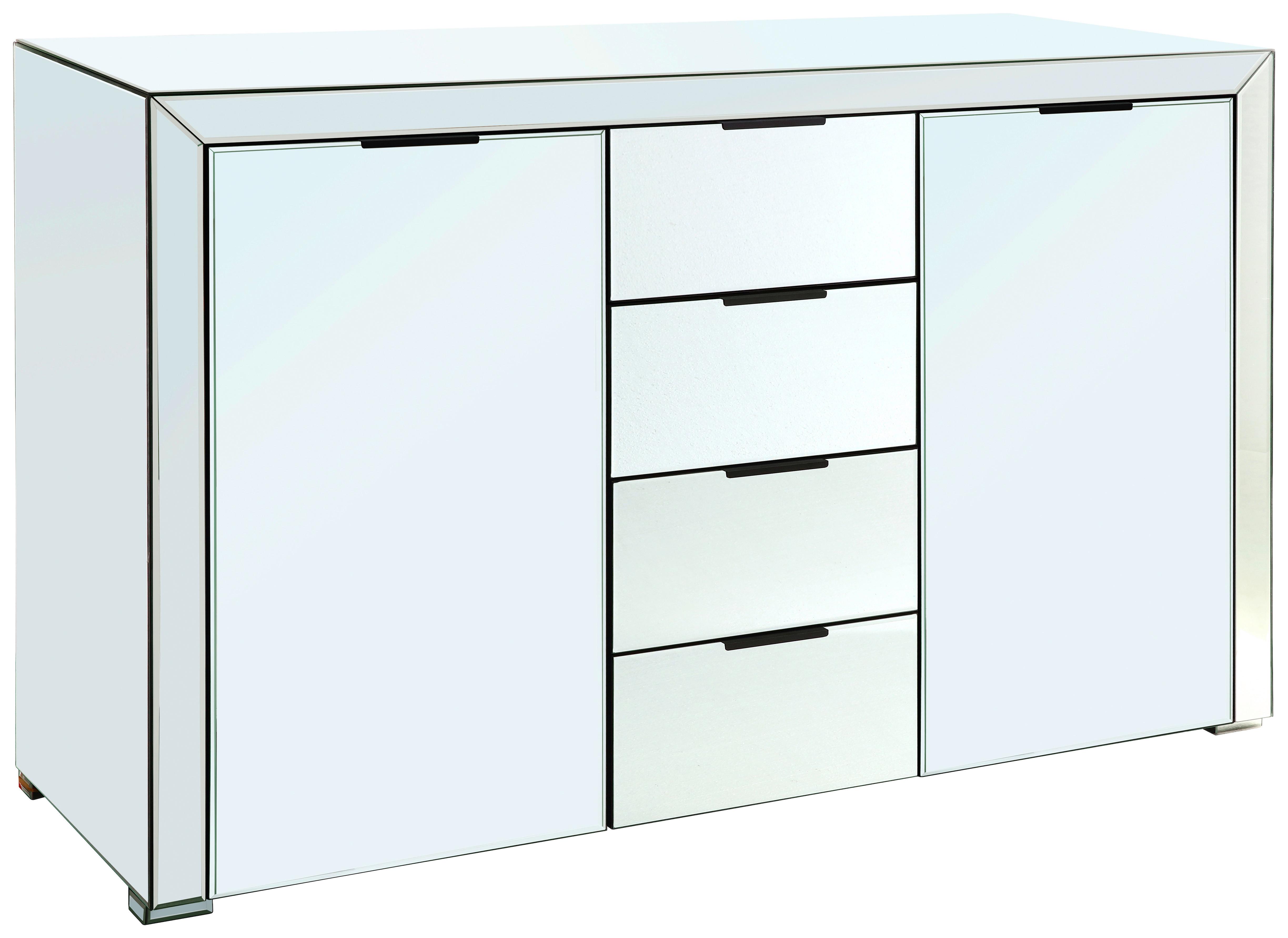 KOMODA SZEROKA ŚNIEŻKA - przejrzysty/czarny, Design, materiał drewnopochodny/metal (130/83/41cm) - MID.YOU