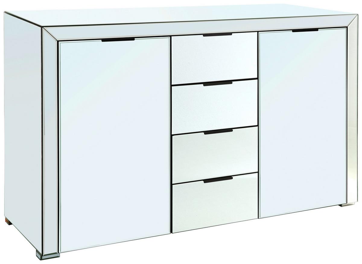 KOMODA SZEROKA ŚNIEŻKA - przejrzysty/czarny, Design, materiał drewnopochodny/metal (130/83/41cm) - MID.YOU