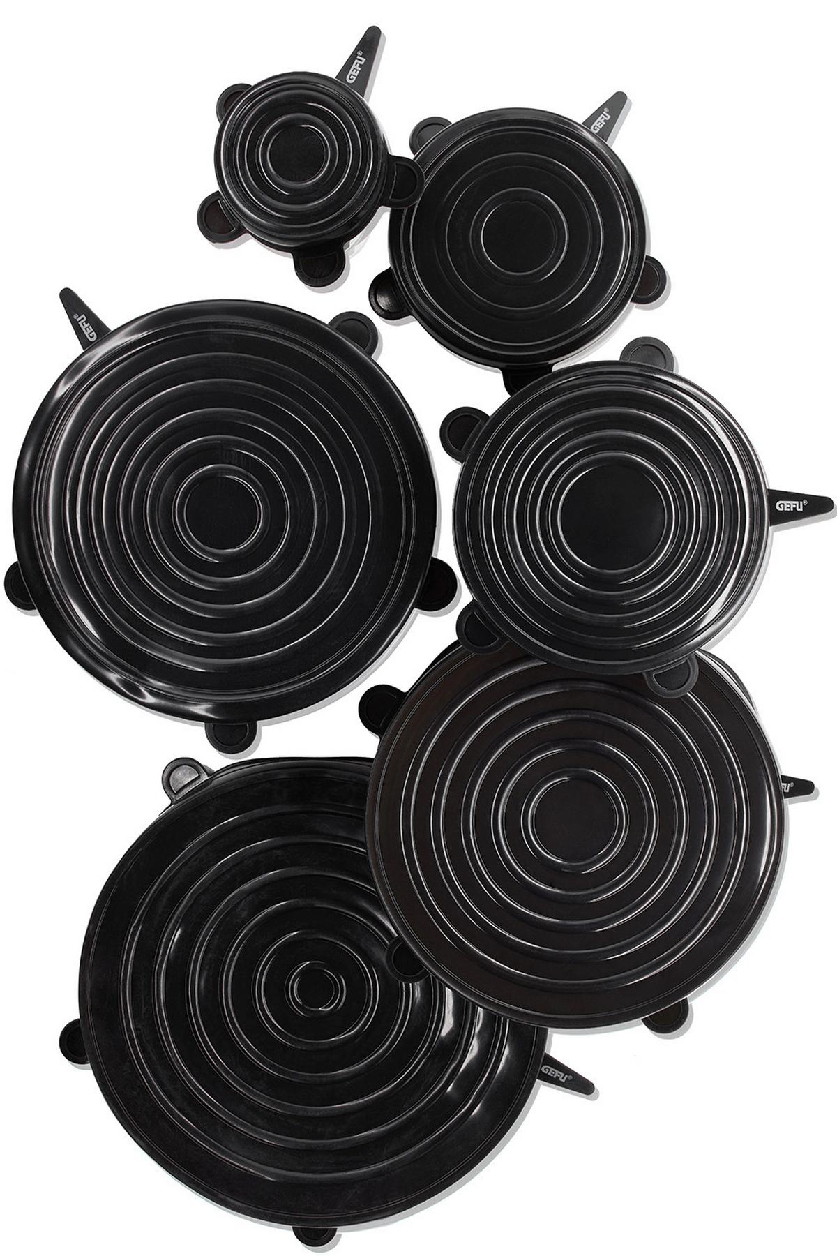 ZESTAW POKRYWEK SILIKONOWYCH 12765 6 SZT. - czarny, Basics, tworzywo sztuczne - Gefu
