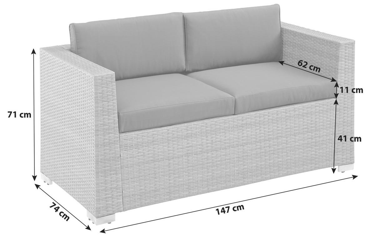 Gartenbank Kunststoff/Textil 2-Sitzer Bellante - Dunkelgrau/Silberfarben, KONVENTIONELL, Kunststoff/Textil (147/71/74cm) - Gardenson