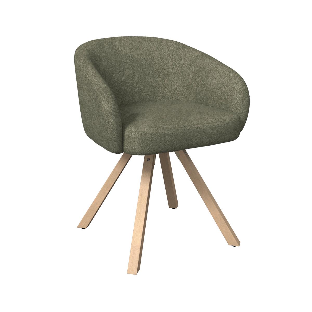 Armlehnstuhl Naya Grün Chenille Drehbar Gepolstert - Buchefarben/Grün, MODERN, Holz/Textil (62/65/81cm) - Bessagi Home