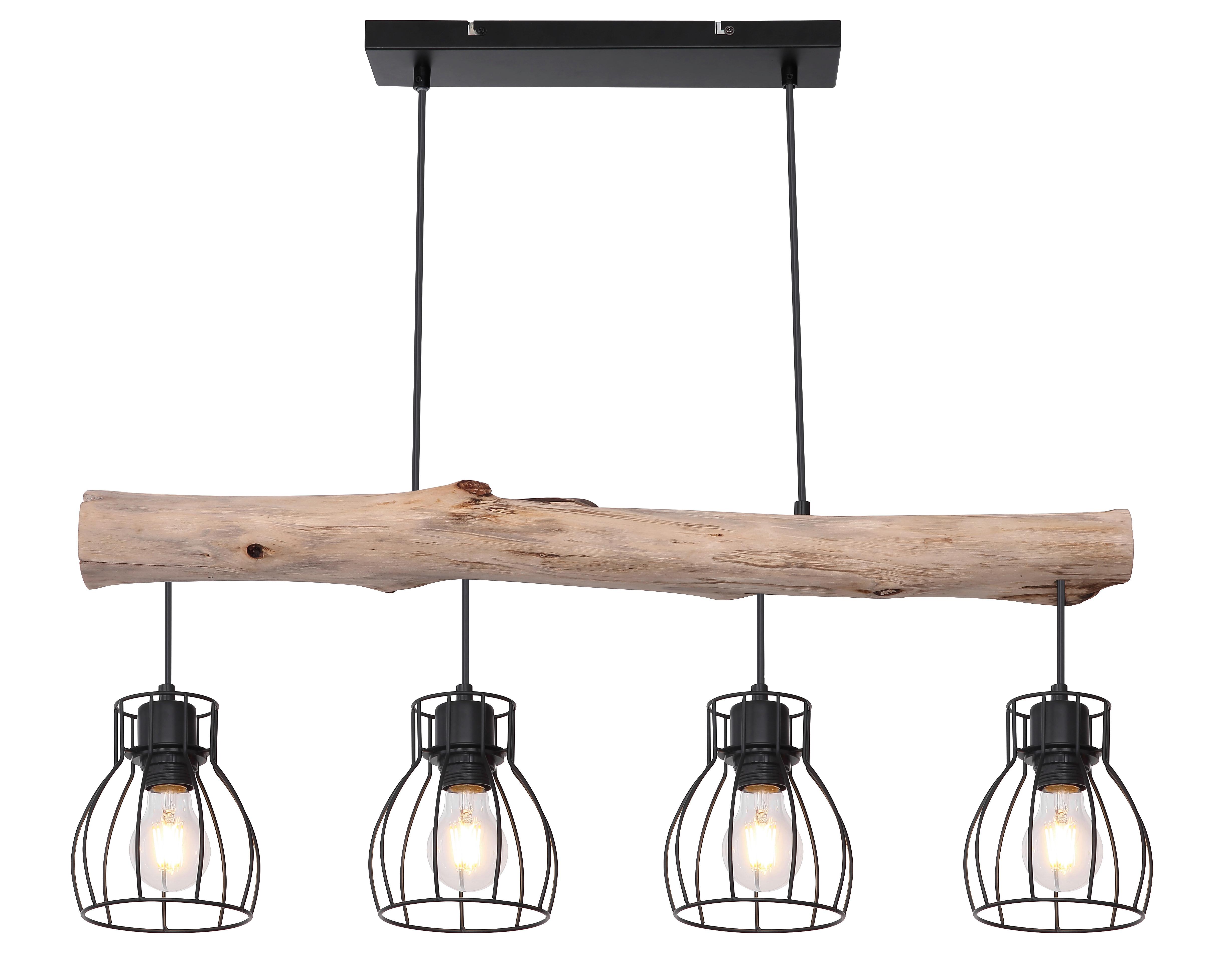 HÄNGLAMPA GIDI 2 - svart, Romantik / Lanthus, metall/trämaterial (82,5/13,6/140cm) - Mömax