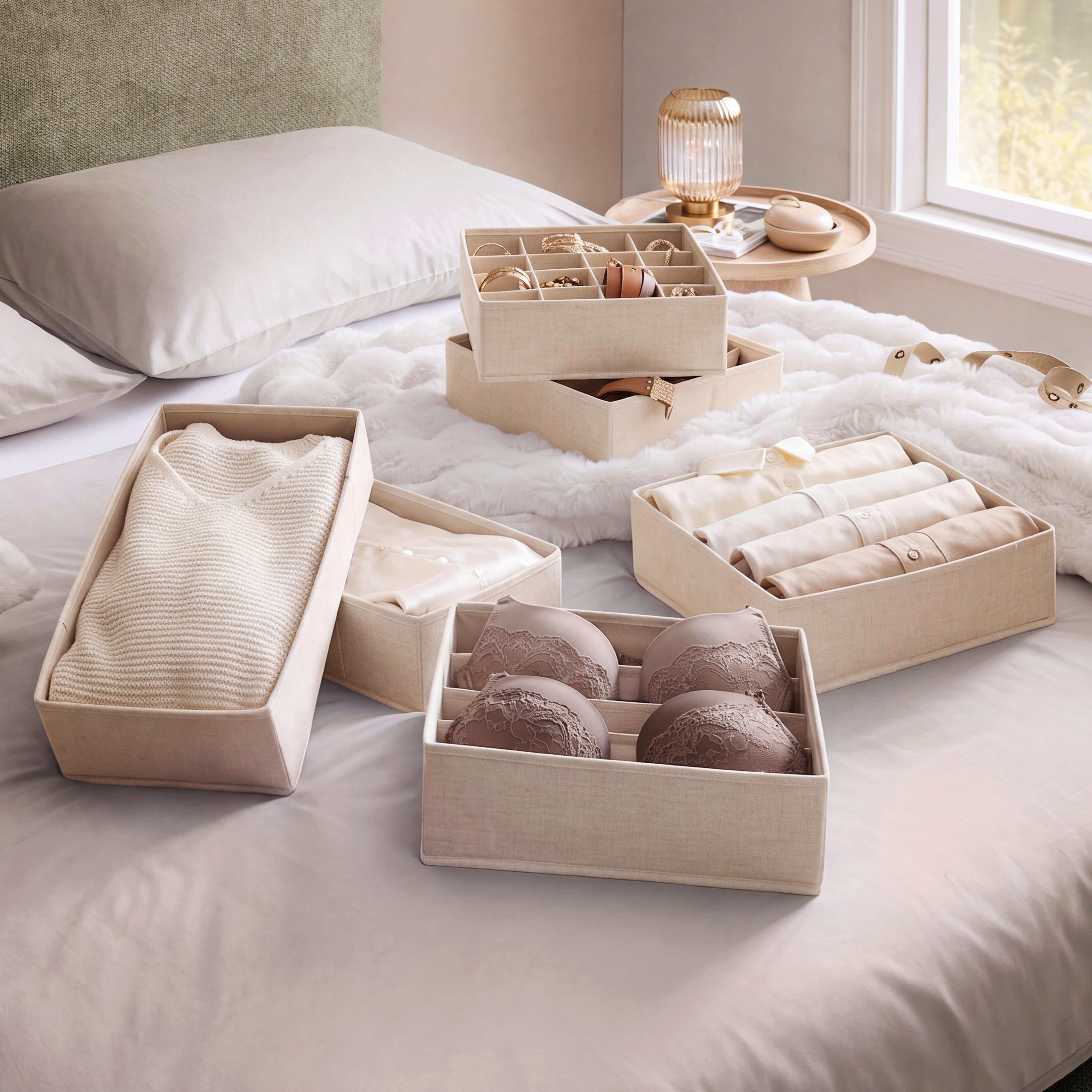 FÖRVARINGSLÅDOR SET LOUIS - BRAS 2PCS - beige, Modern, papper/textil - Mömax