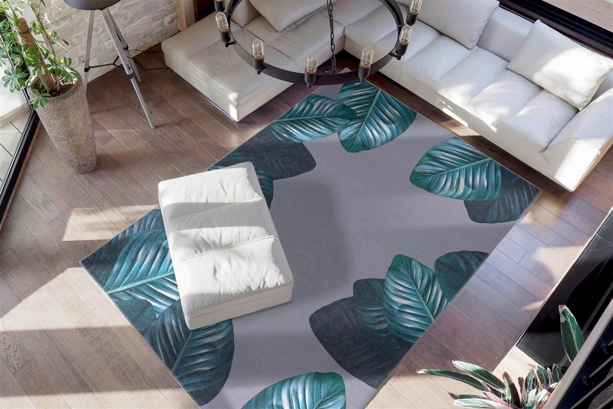 Flachwebeteppich Tropical 125 Schw/grün 130x190 - Schwarz/Grün, Basics, Textil (130/190cm) - Kayoom
