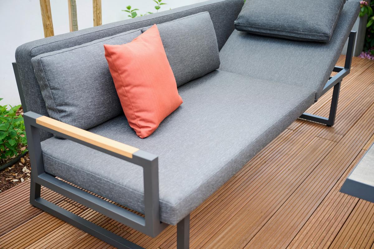 3er-Loungesofa Calera Anthrazit/Echtholz - Anthrazit, Basics, Holz/Textil (219/81/91cm) - Siena Garden