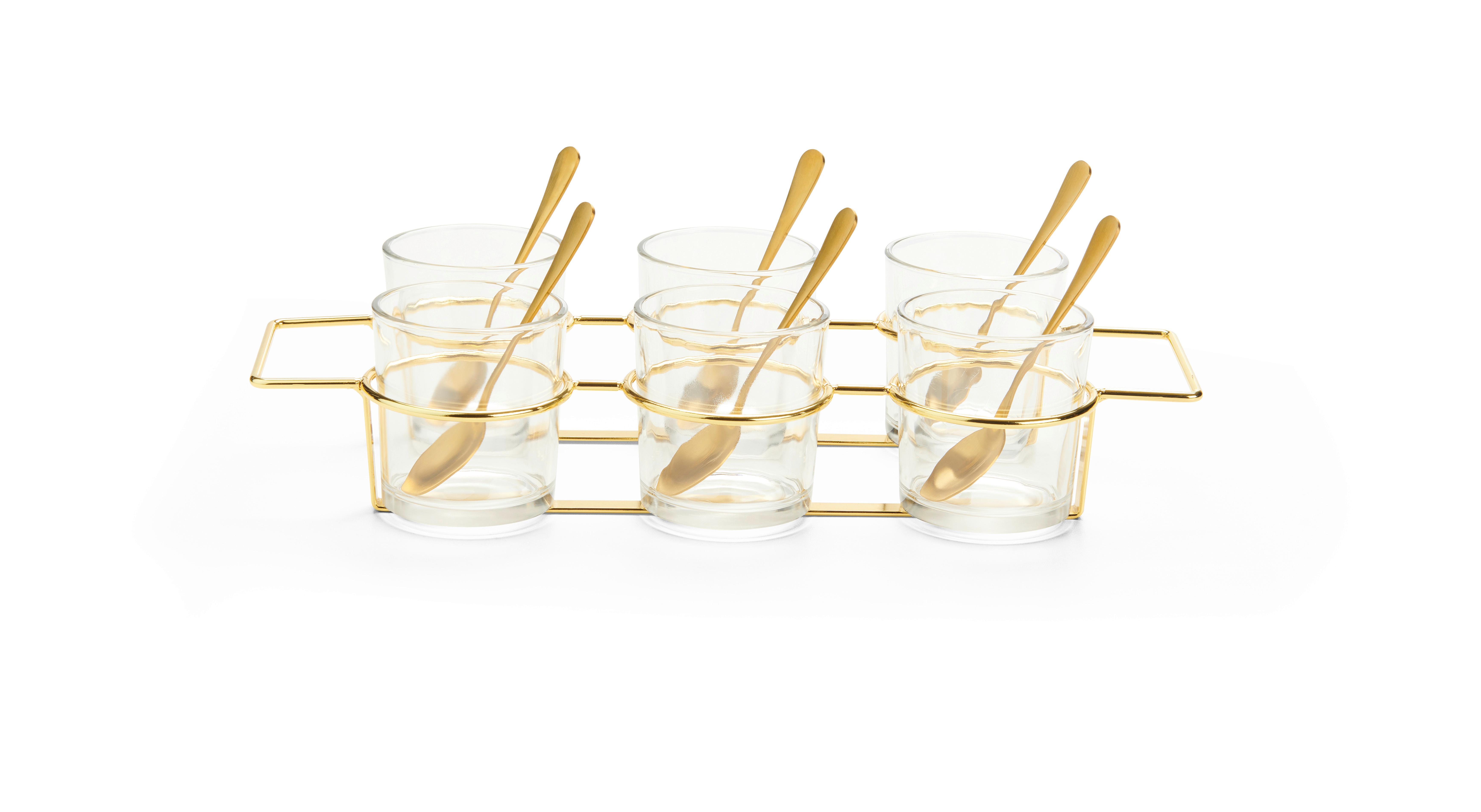 Snackschalenset Golden Autumn Goldfarben/Klar - Klar/Goldfarben, Modern, Glas/Metall (20/8/15cm) - Modern Living