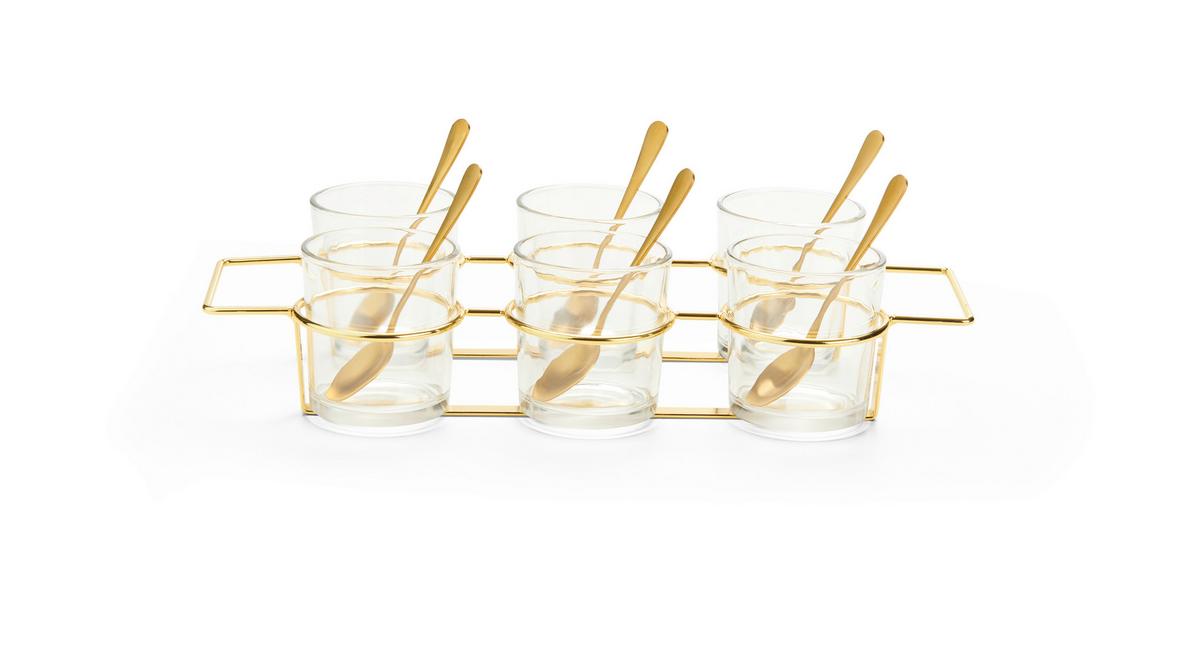Tálalókészlet Golden Autumn - arany/átlátszó, Modern, Üveg/fém (20/8/15cm) - Modern Living