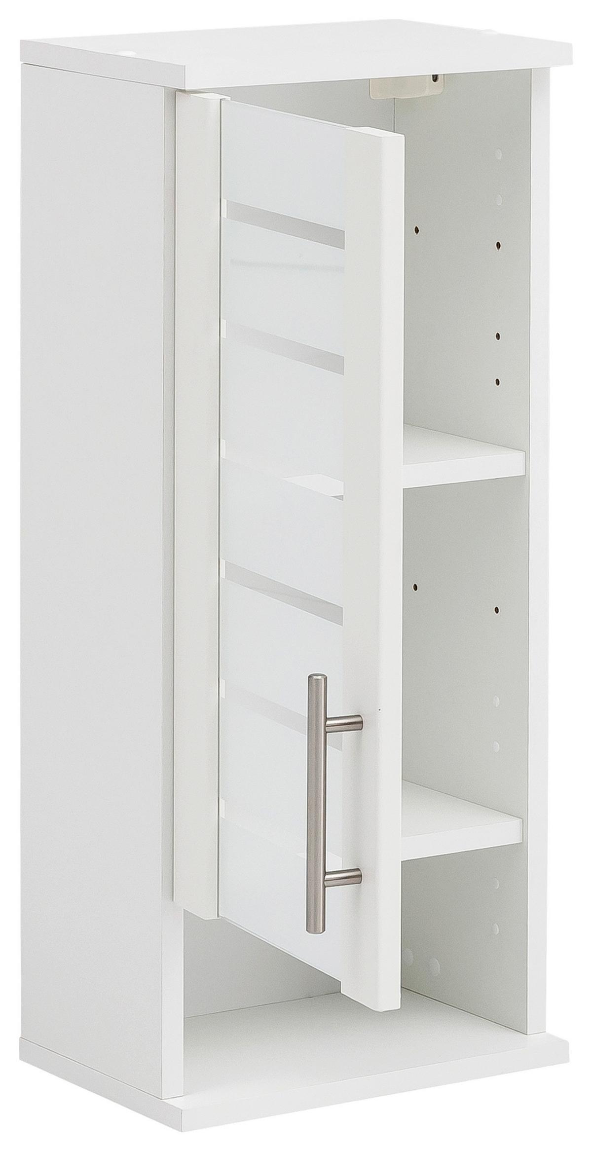 Hängeschrank Niko Weiß - Edelstahlfarben/Weiß, MODERN, Glas/Holzwerkstoff (30,3/70,8/20,5cm) - MID.YOU