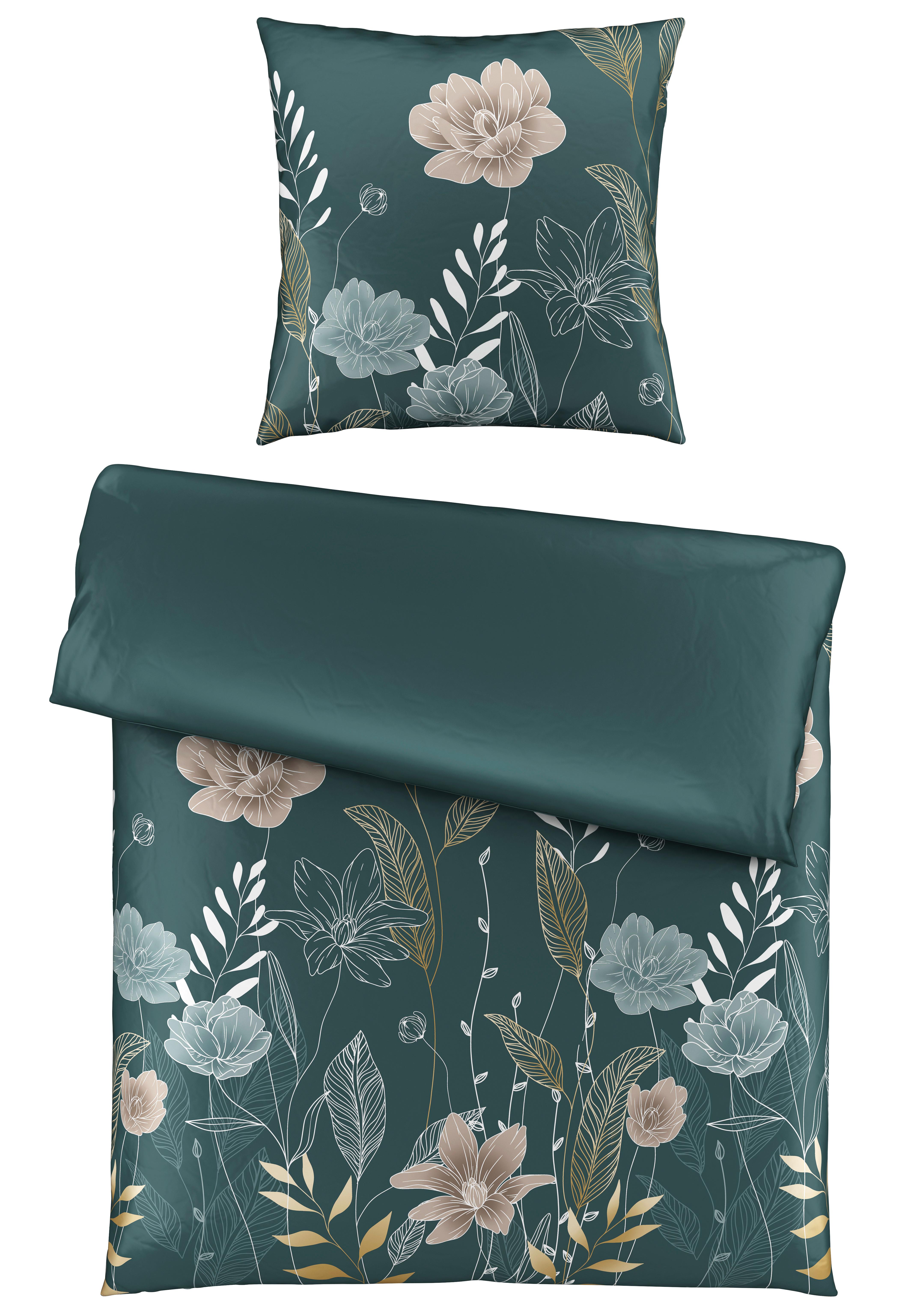 Bettwäsche Nala in Grün ca. 135x200cm - Grün, ROMANTIK / LANDHAUS, Textil (135/200cm) - Mömax