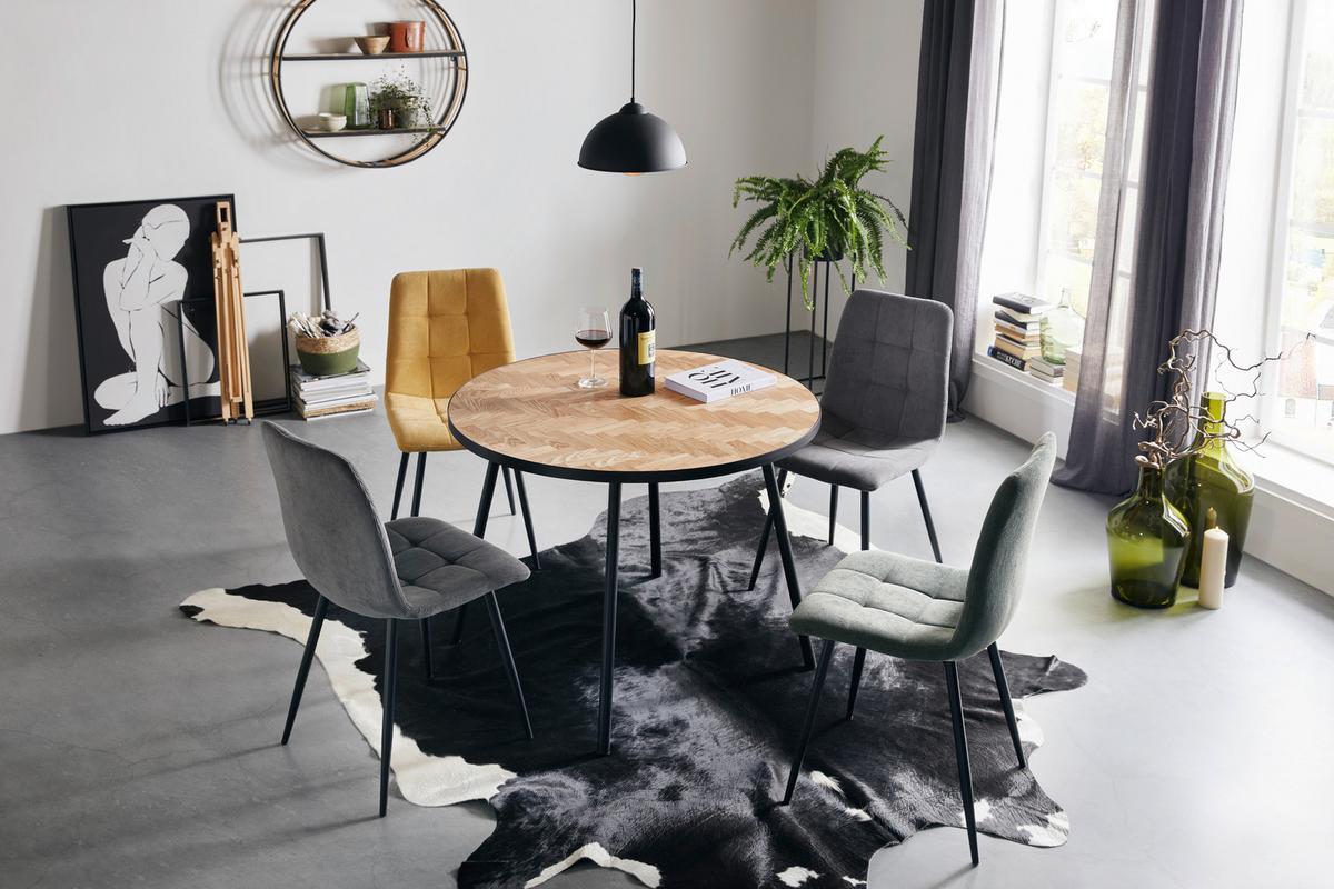 Stuhl Nino aus Kord in Grün - Schwarz/Grün, Modern, Holz/Textil (45/87/57cm) - Mömax