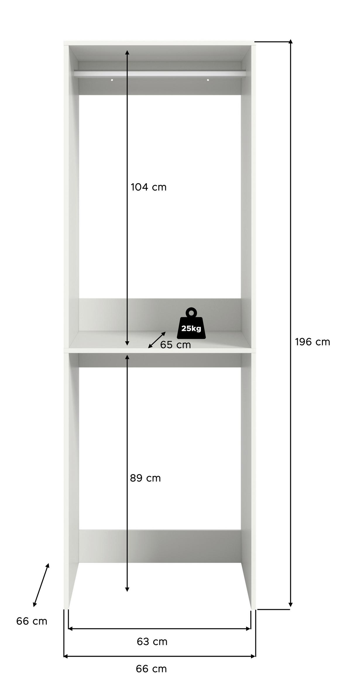Waschmaschinenschrank Free Weiß - Weiß, Basics, Holzwerkstoff/Kunststoff (66/195/60cm) - MID.YOU