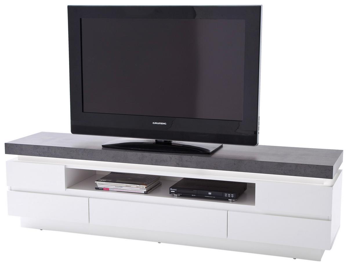 KOMODA NISKA ATLANTA - biały/ciemnoszary, Design, materiał drewnopochodny (175/48/40cm)