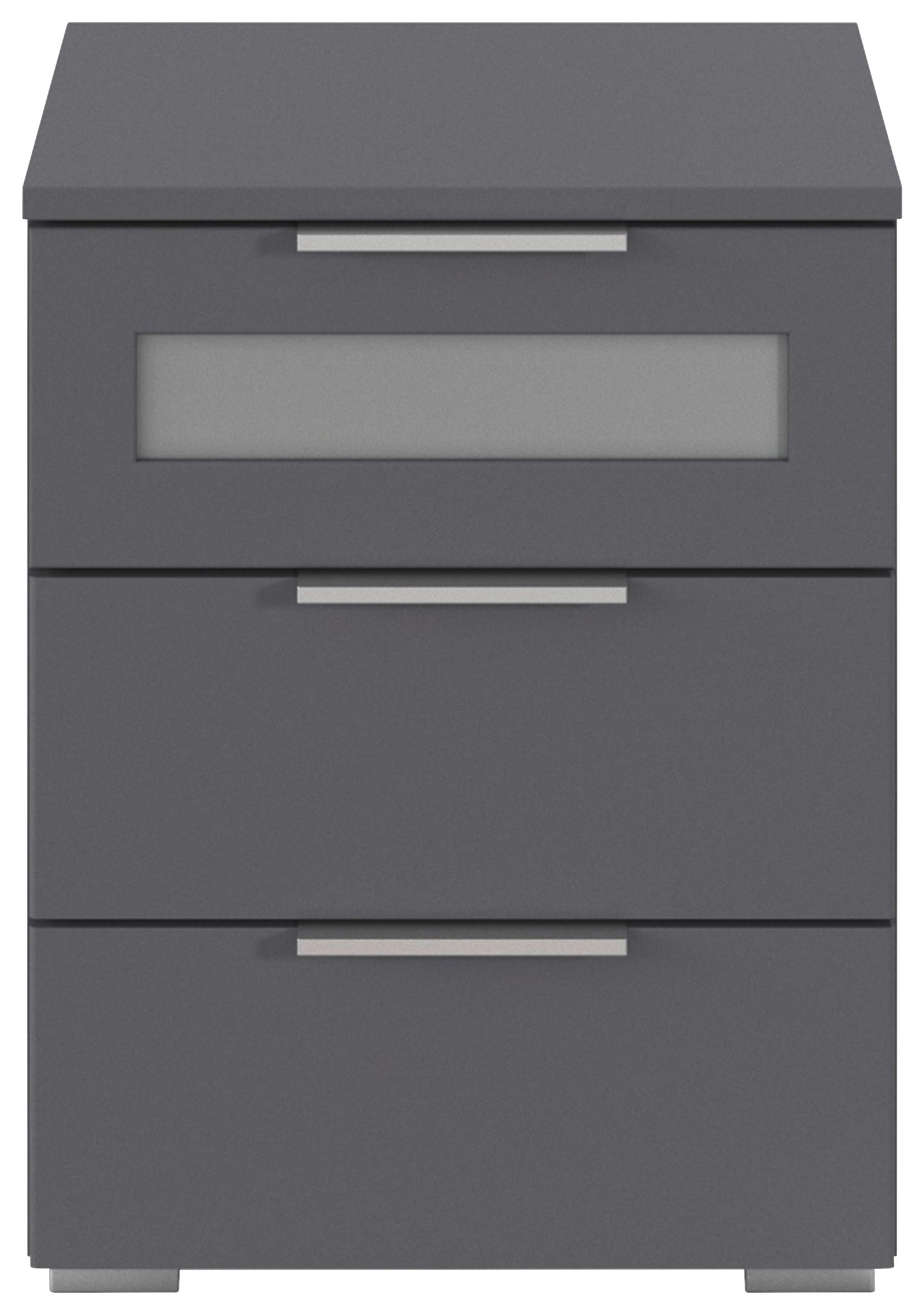 Noćni Ormarić Mars 3l-Gr - siva/boje aluminija, Basics, drvni materijal/metal (40/50/40cm) - Modern Living