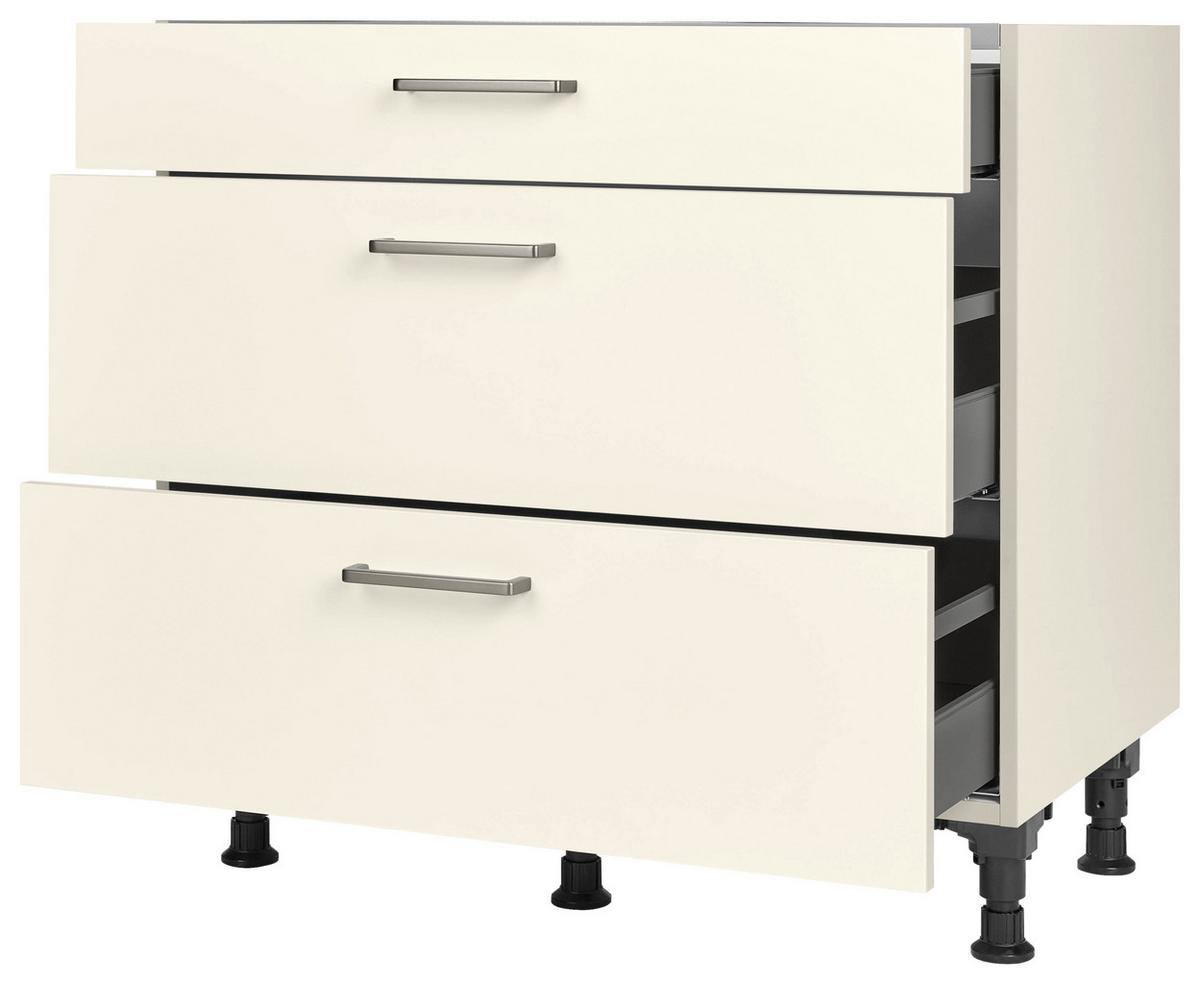 Kochfeldumbauschrank Touch Magnolie - Edelstahlfarben/Magnolie, MODERN, Holzwerkstoff/Metall (90/87/56cm) - Nobilia