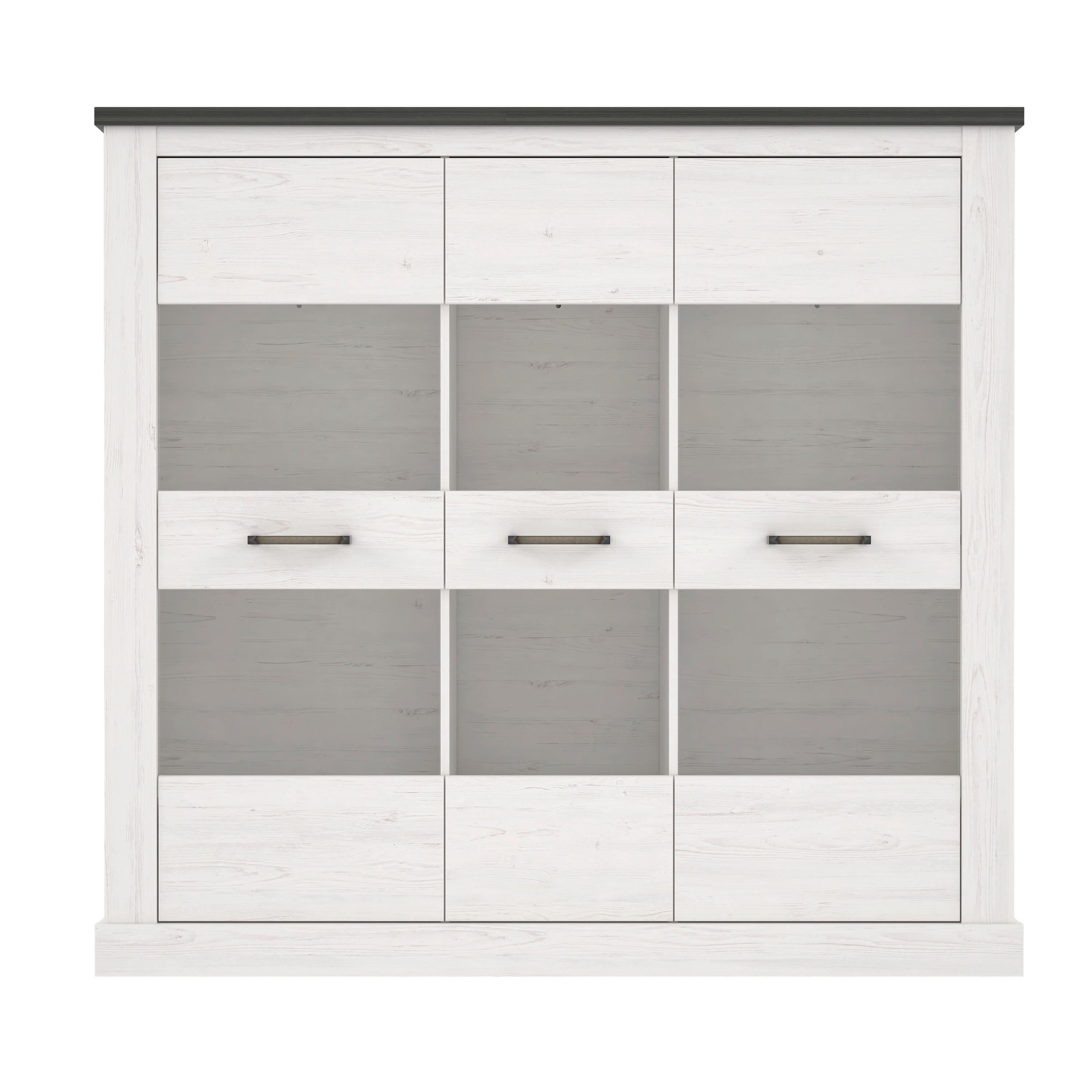 Vitrină Montreal - culoare coconar, Konventionell, sticlă/material pe bază de lemn (160,4/150,6/41,4cm) - Premium Living