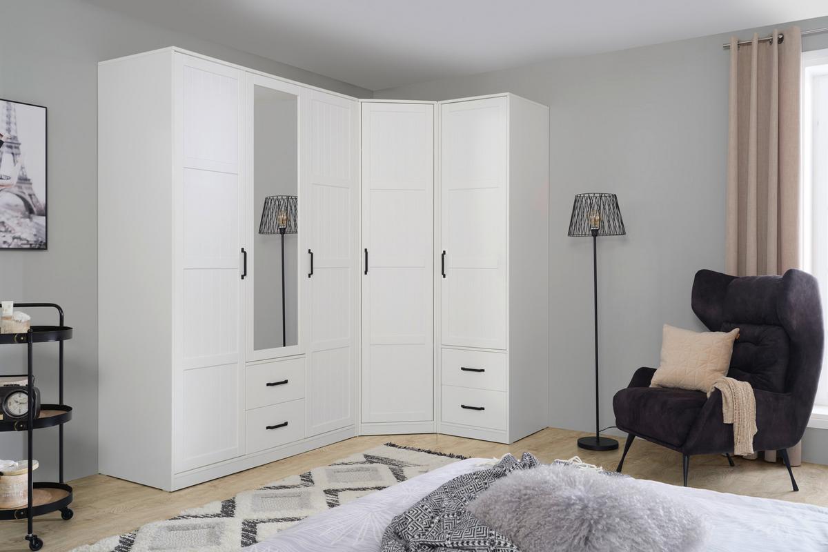 Ormar S Klasičnim Vratima Madita 3t/2l - bijela/crna, Romantično / ladanjski, drvo/plastika (148/220/60cm) - Mömax