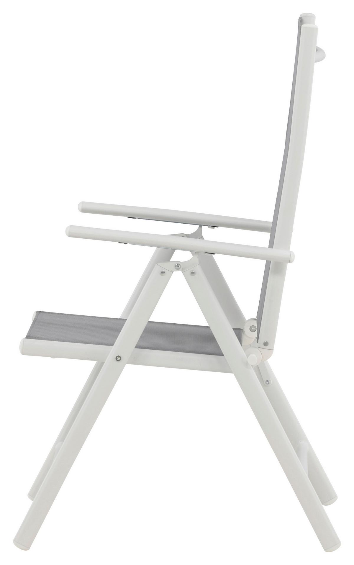 Gartenstuhl 2er-Set Break ca. 55x108 cm Grau/Weiß - Weiß/Grau, KONVENTIONELL, Textil/Metall (55/108/62cm) - Gardenson