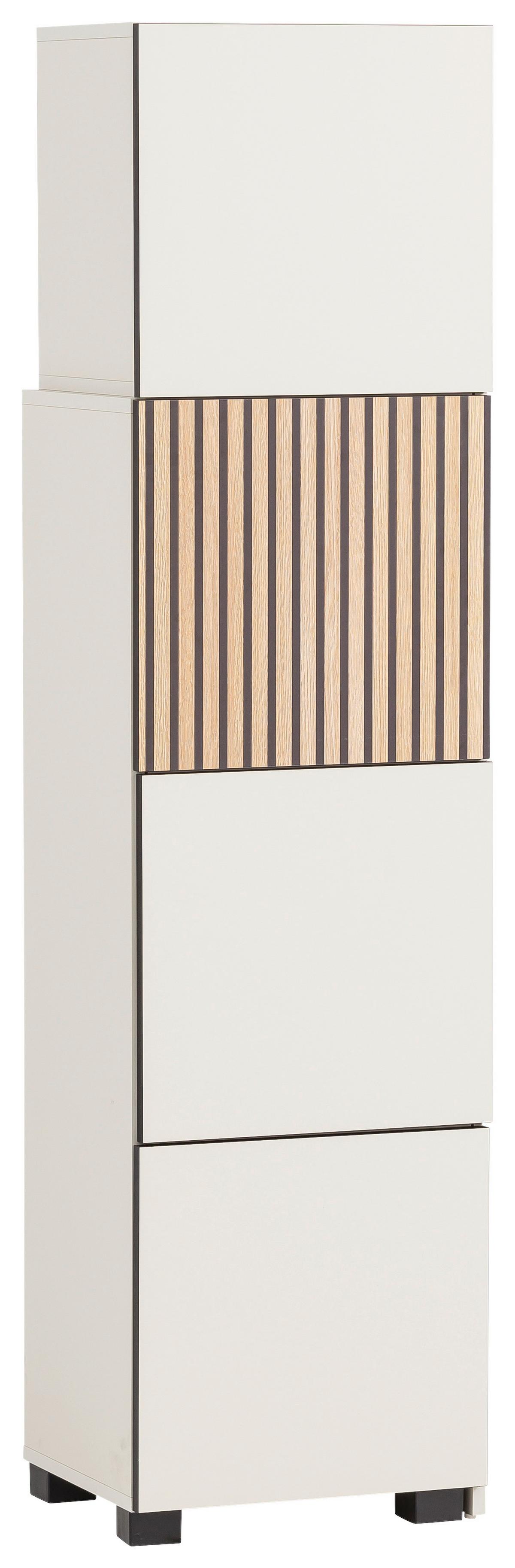 Regal Alexa, Bež, Barva Hrasta - črna/barve hrasta, Design, umetna masa/leseni material (40,2-70/165,1/34,7cm) - MID.YOU
